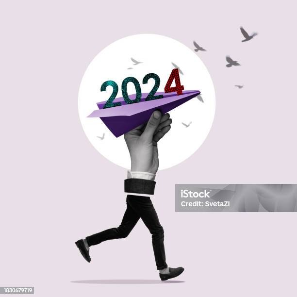 Poster For 2024 Stock Photo - Download Image Now - Creativity, 2024, Airplane