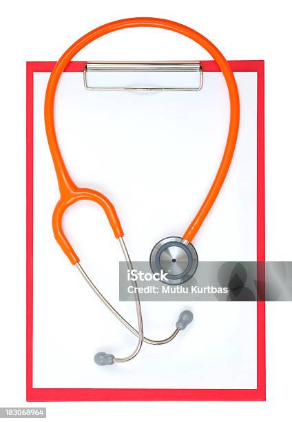 Vuoto Appunti E Stetoscopio - Fotografie stock e altre immagini di Agenda - Agenda, Apparecchiatura medica, Arancione