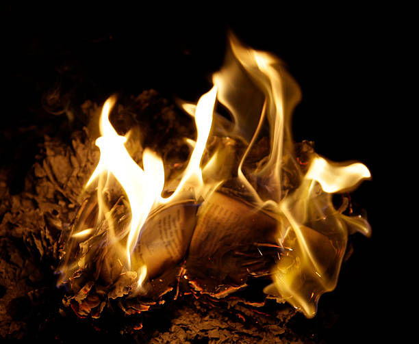 Night time book burning A book is burned at night. book burning stock pictures, royalty-free photos & images