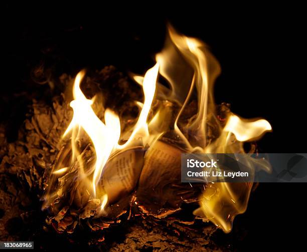 Night Time Book Burning Stock Photo - Download Image Now - Book Burning, Book, Burning