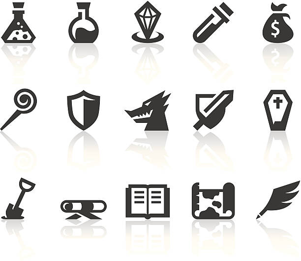 Role Playing Games V Icons | Simple Black Series vector art illustration