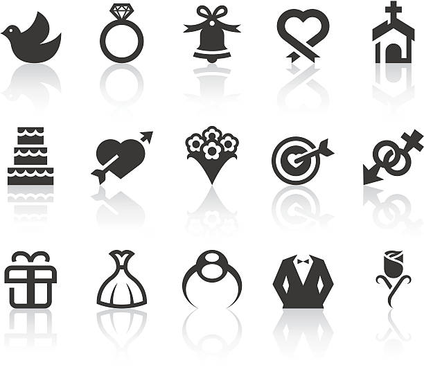 ilustraciones, imágenes clip art, dibujos animados e iconos de stock de iconos de boda negro/simple de la serie - rose bouquet flower single flower