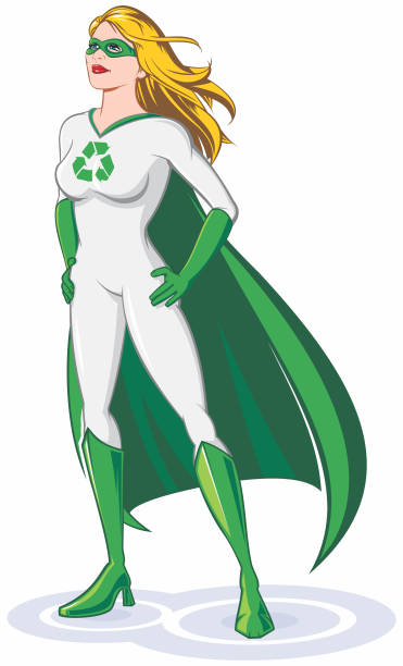 istock A woman dressed in a superhero outfit that is eco friendly 183069542