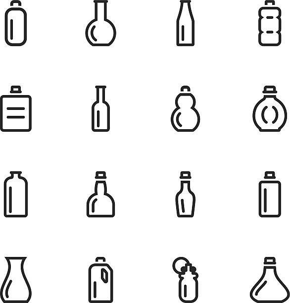 butelka sylwetka ikony - water bottle purified water water drink stock illustrations