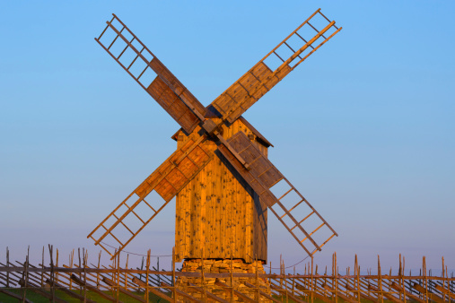 Wooden windmill in Angla, Saaremaa island, Estonia