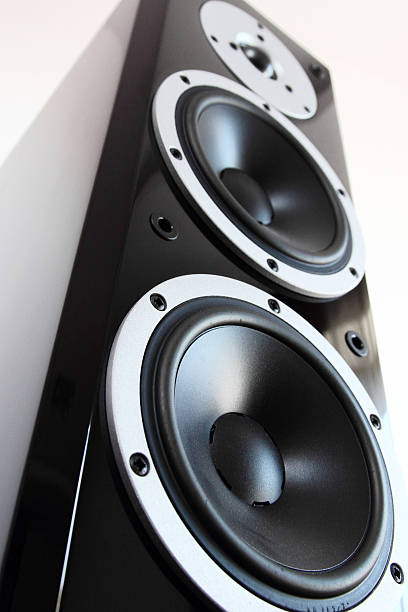 istock Black high gloss music speakers 183070436