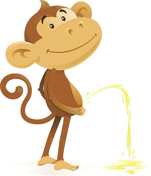 Cheeky Monkey takes the Pee vector art illustration