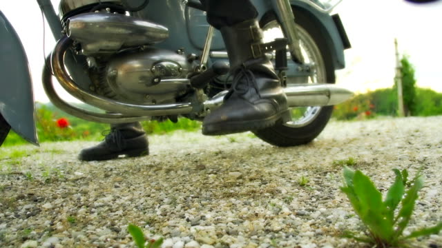HD SLOW MOTION: Retro Moto Rider's Boots