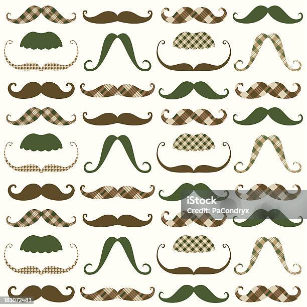 Wąsy Retro Wzór - Stockowe grafiki wektorowe i więcej obrazów Wąsy - Wąsy, Grafika wektorowa, Movember