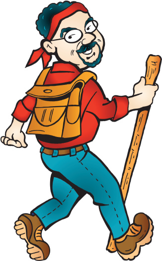 Hiker with Backpack - Cartoon