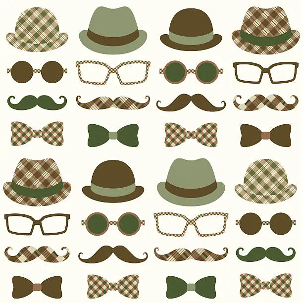 Vector illustration of Hipster Moustache Retro Pattern