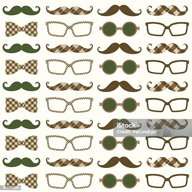 Wąsy Także Hipsterskie Wzór - Stockowe grafiki wektorowe i więcej obrazów Movember - Movember, Mężczyźni, Beżowy