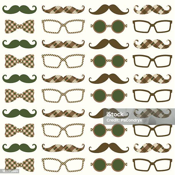 Bigode Hipster Padrão - Arte vetorial de stock e mais imagens de Movember - Movember, Homens, Adulto