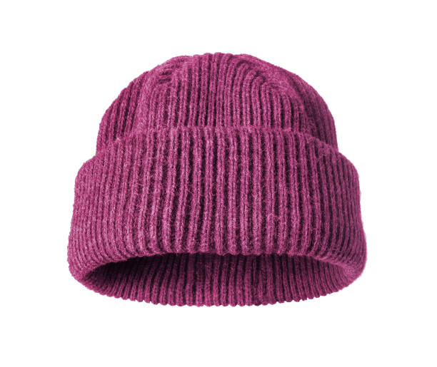 istock Woolen purple winter hat close up on a transparent background 1830727194