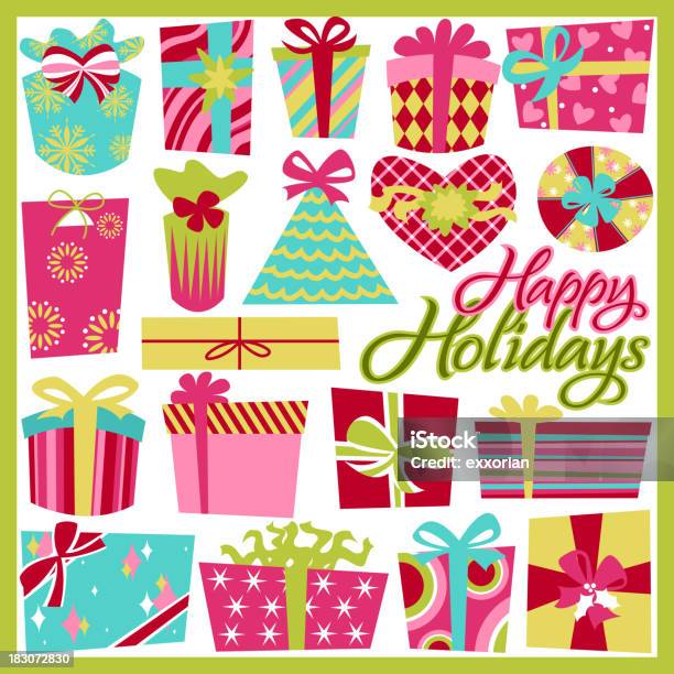 Happy Holidays Presents Stock Illustration - Download Image Now - Happy Holidays - Short Phrase, Box - Container, Celebration