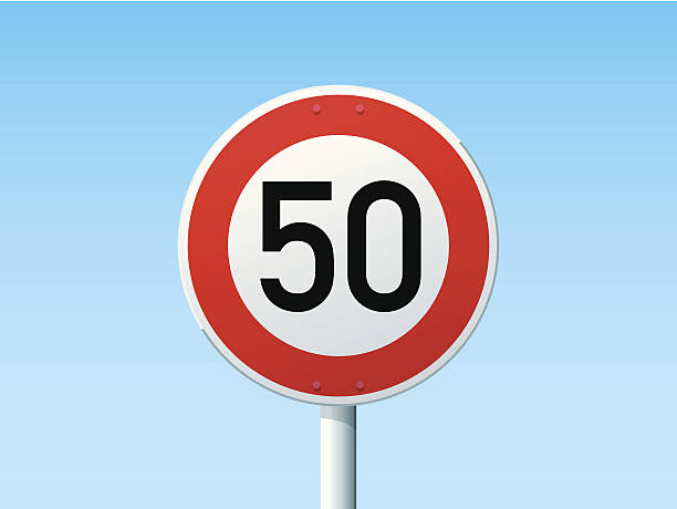 illustrations, cliparts, dessins animés et icônes de signe de route allemande 50 kmh limitation de vitesse - istext2012