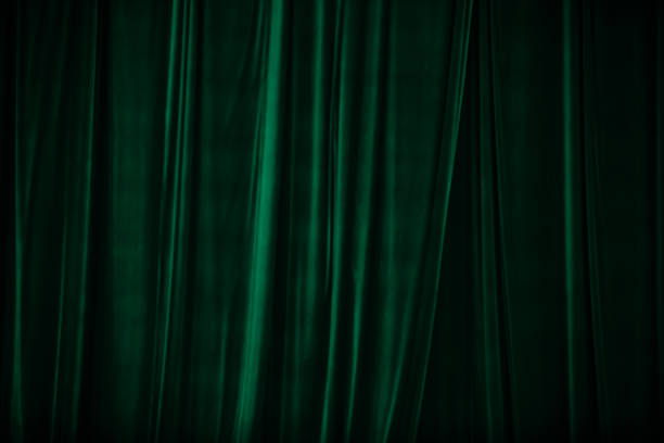 green curtain in theatre. Textured background