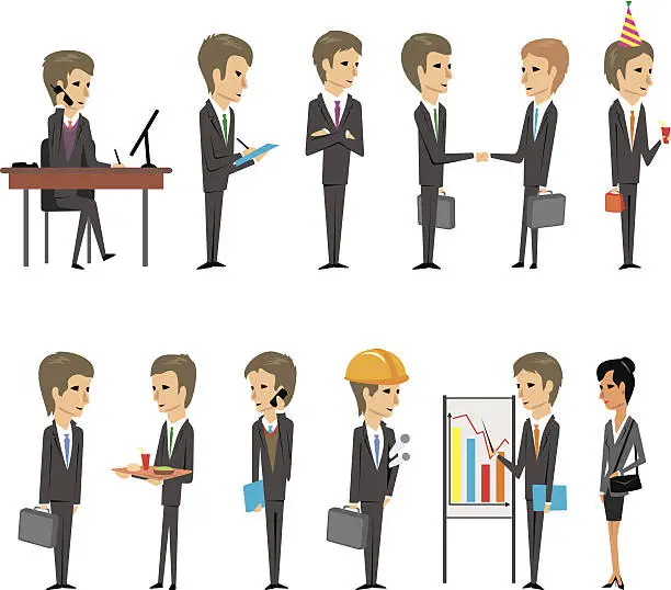 Vector illustration of Businessman and office workers