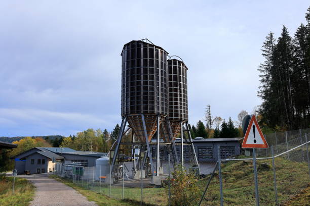 istock Silos for storing road salt in a depot 1830749307