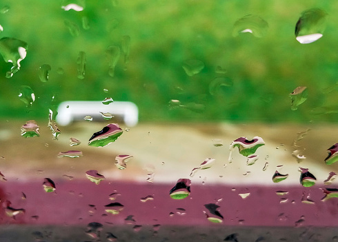Beautiful raindrops on windows glass.