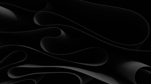 istock Dark abstract background thin fine line folds waves lines curve motion black and white wallpaper 1830767039