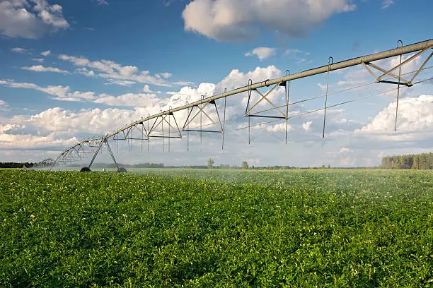 Irrigator in potato field, Midwest, USA