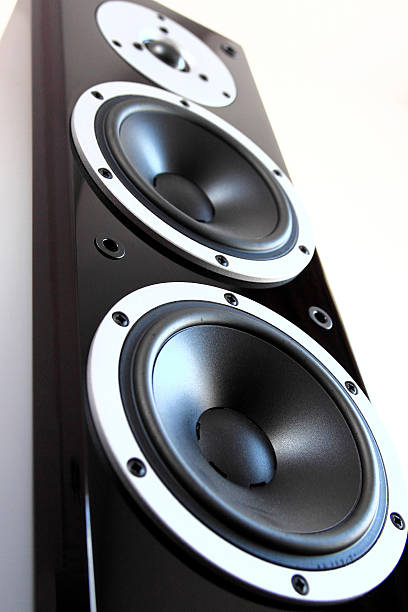 istock Black high gloss music speakers 183077267