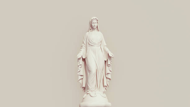 istock Virgin Mary neutral background soft tones beige brown background saint maria religious statue front view 1830775615