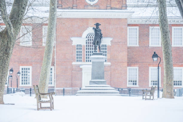 Independence Hall, Philadelphia city. Snow day. Photographed on 2/14/18