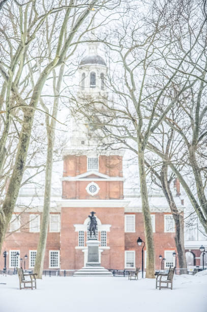 Independence Hall, Philadelphia city. Snow day. Photographed on 2/14/18