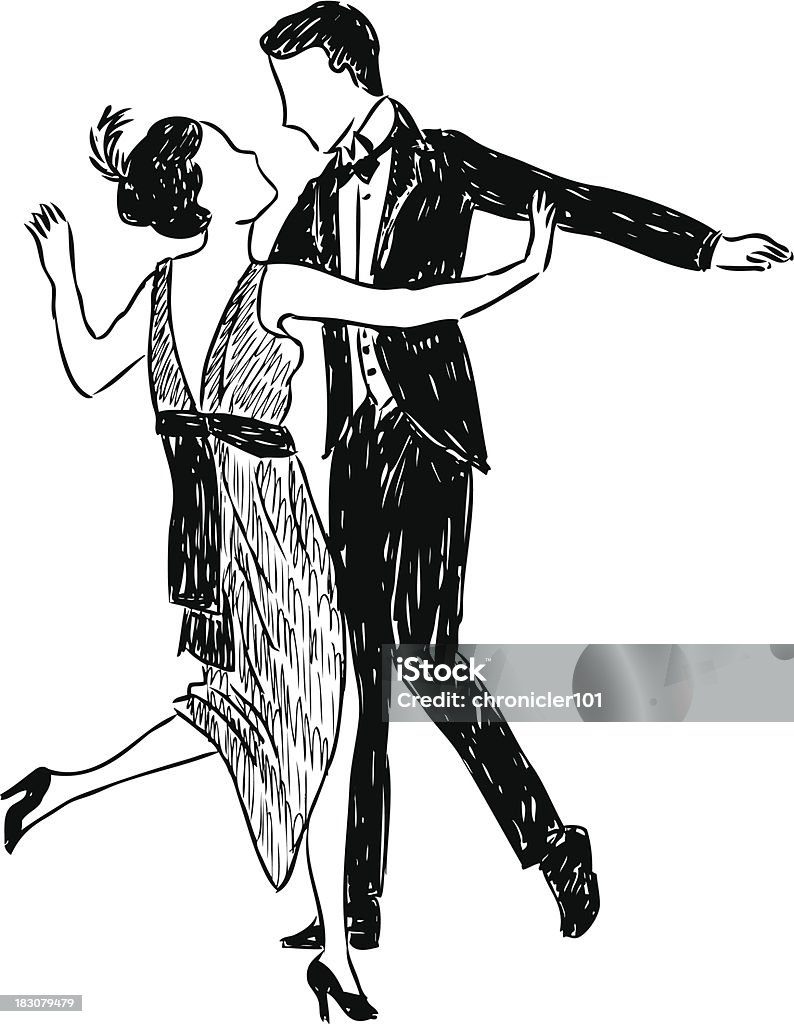 Antiga dança casal - Vetor de Dançar royalty-free