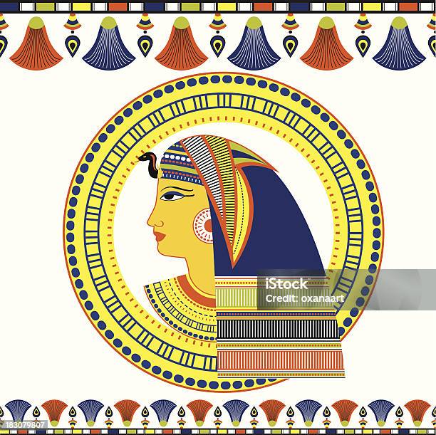 Faraone Egiziano Testa Con Decorazione Tradizionale - Immagini vettoriali stock e altre immagini di Cleopatra