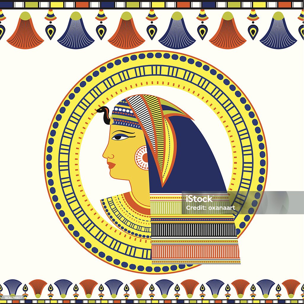 エジプトファラオヘッド、伝統的な装飾 - クレオパトラ7世のロイヤリティフリーベクトルアート