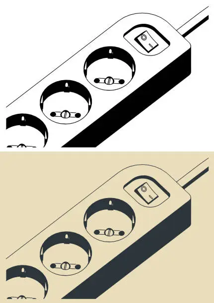 Vector illustration of Power socket extension close up