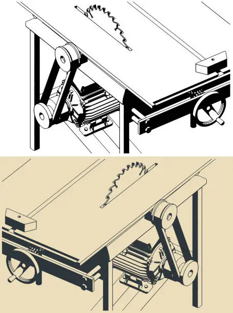 Vector illustration of Professional table saw close up