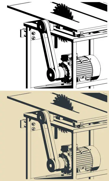 Vector illustration of Professional table saw close-up