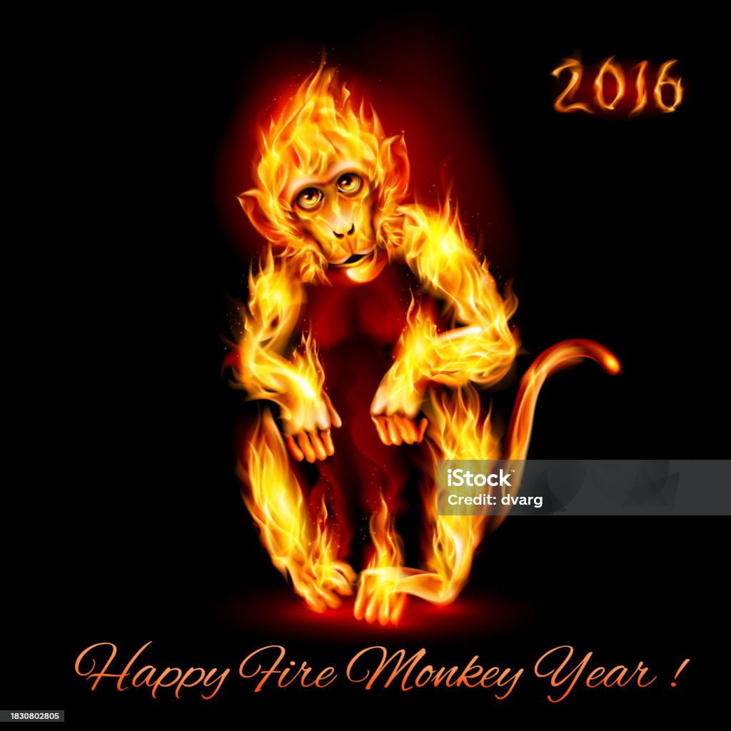 Firee Monkey Fire Monkey Stock Illustration - Download Image Now - 2016, Animal ...