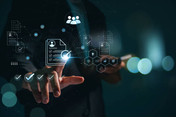 istock Businessman with Human Resources (HR) management includes hiring, team building, effective organisational structure and corporate leadership. Relationship Management for Customers. 1830806682