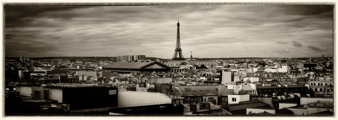 Panorama of Paris in vintage style.