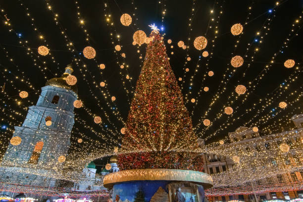 istock Festive Twilight: Christmas at Saint Sophia Square, Kyiv, Ukraine 1830809236