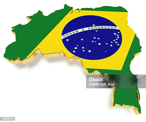 Бразилия Карта С Золотой Каймой — стоковые фотографии и другие картинки Без людей - Без людей, Белый фон, Блестящий