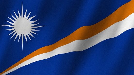 Marshall Islands flag waving in the wind. Flag of Marshall Islands images.