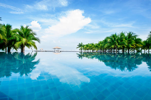 豪華な海岸沿いのプール - tourist resort apartment swimming pool caribbean ストックフォトと画像
