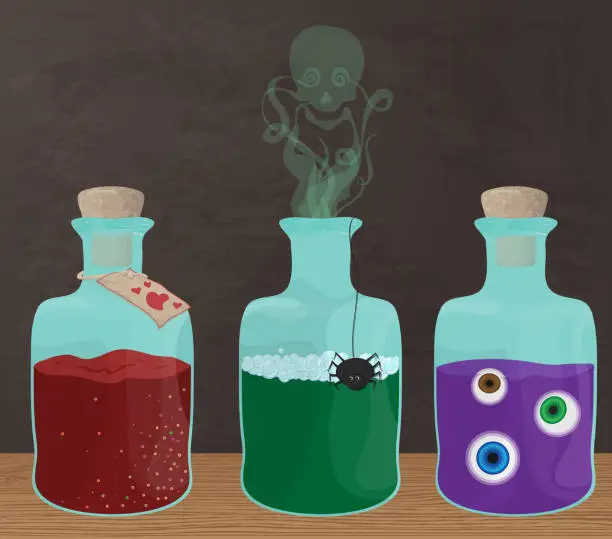 Vector illustration of Magic potions