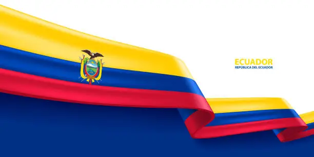 Vector illustration of Ecuador 3D ribbon flag