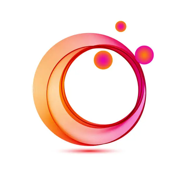 Vector illustration of Abstract light orange background with pink round wave, round frame on white background