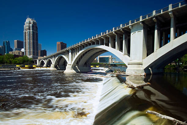 Third Avenue Bridge above Saint Anthony Falls. Minneapolis, Minnesota, USA