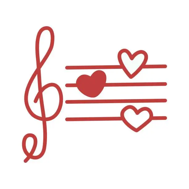 Vector illustration of Sheet music with hearts