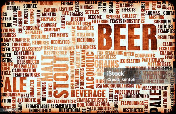 Word Cloud Of Stout Beer Ale In Brown Letters Stock Photo - Download Image Now - Abstract, Advertisement, Alcohol - Drink