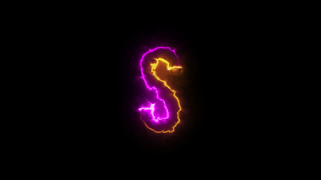 Neon letter S with alpha channel, neon alphabet and letters, neon light
